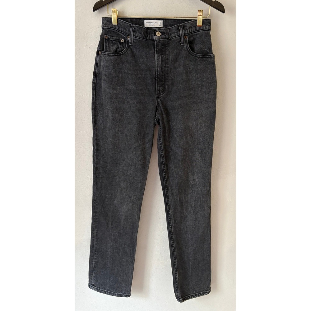 Abercrombie & Fitch Womens Ultra High Rise 90s Straight Jeans 28 Washed Black